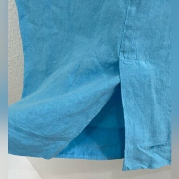 Fanm Mon Linen Embroidered Midi Skirt Butterfly 90’s Contemporary Boho Blue - Picture 9 of 9